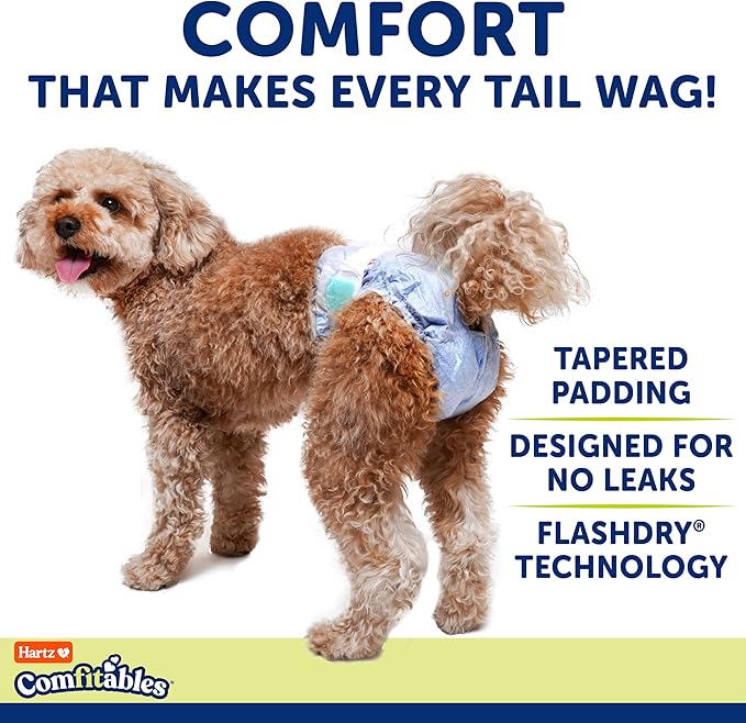 Hartz Comfitables Disposable Dog Diapers, Size Large 26 Count, Comfortable & Secure Fit, Easy to Put On, Super Absorbent Male and Female Diaper