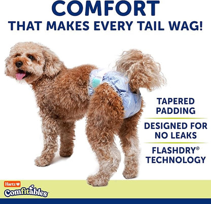 Hartz Comfitables Disposable Dog Diapers, Size XXS 12 Count, Comfortable & Secure Fit, Easy to Put On, Super Absorbent Male and Female Diaper