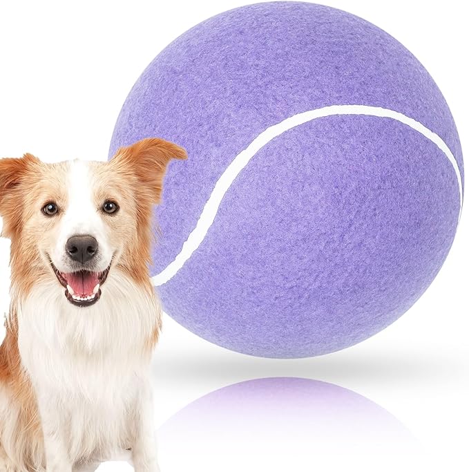 Banfeng Big Tennis Ball for Dogs, Giant Dog Tennis Ball Toy Large Outdoor Sports Gift for Small Medium Large Dog (Light Purple, 9.5 inch)