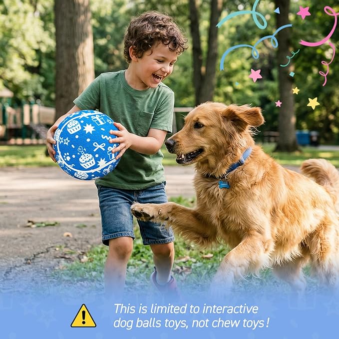 QDAN Dog Birthday Gift: Dog Birthday Toy 9.5" Big Giant Tennis Ball for Dogs Outdoor Water Play, Large Tennis Balls for Large Medium Dog, Blue