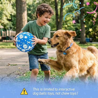 QDAN Dog Birthday Gift: Dog Birthday Toy 9.5" Big Giant Tennis Ball for Dogs Outdoor Water Play, Large Tennis Balls for Large Medium Dog, Blue