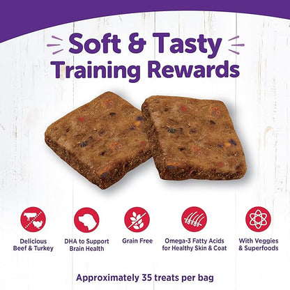 Wellness Rewarding Life Grain-Free Soft Dog Treats, Made in USA with Healthy Ingredients, Ideal for Training (Beef & Turkey Recipe, 6-Ounce Bag) (Pack of 2)