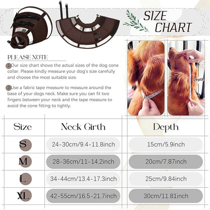 Dora Bridal Dog Cone Collar for Medium Dogs After Surgery, Soft Comfy Recovery Pet Cone Alternative, Adjustable Elizabethan Collar for Dogs to Stop Licking, Brown, M