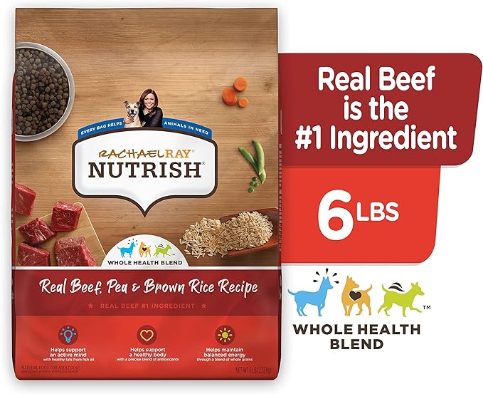 Rachael Ray Nutrish Dry Dog Food, Real Beef, 6 Pounds | Premium Natural | Added Vitamins & Minerals | Brown Rice Recipe | Pack of 2