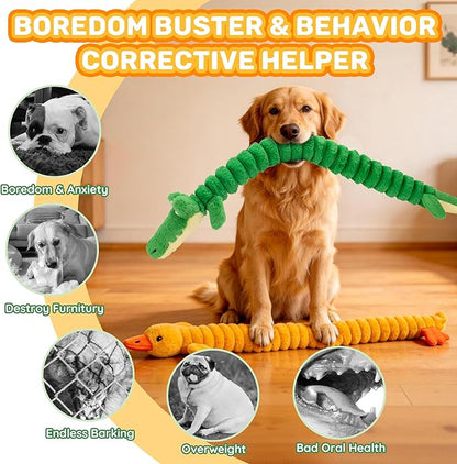 LECHONG 2-Pack 40” Extra-Long Squeaky Dog Toys for Large Dogs, Soft Chew Plush Stuffed Animal Dogs Toy, Interactive Tug-of-War Dog Toys for All Dogs to Keep Them Busy