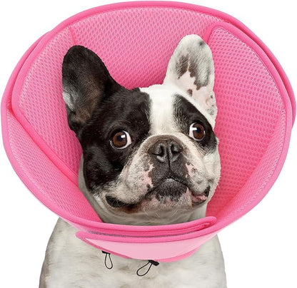 Queenmore Soft Dog Cone Collar,Comfortable Dog Cones for Medium Dogs/Cats to Stop Licking After Surgery,Comfy Cone for Dogs, Neuter Recovery Ecollars of Shame Alternatives,Pink,M