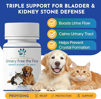 Dog & Cat Bladder Support & Kidney Stone Relief, Bladder Kidney Stones Dissolver, Urinary Tract Supplements for Pet, Herbal Powder for Dog UTI Treatment & CatUrinary Health,Urinary Free The Flow,50g