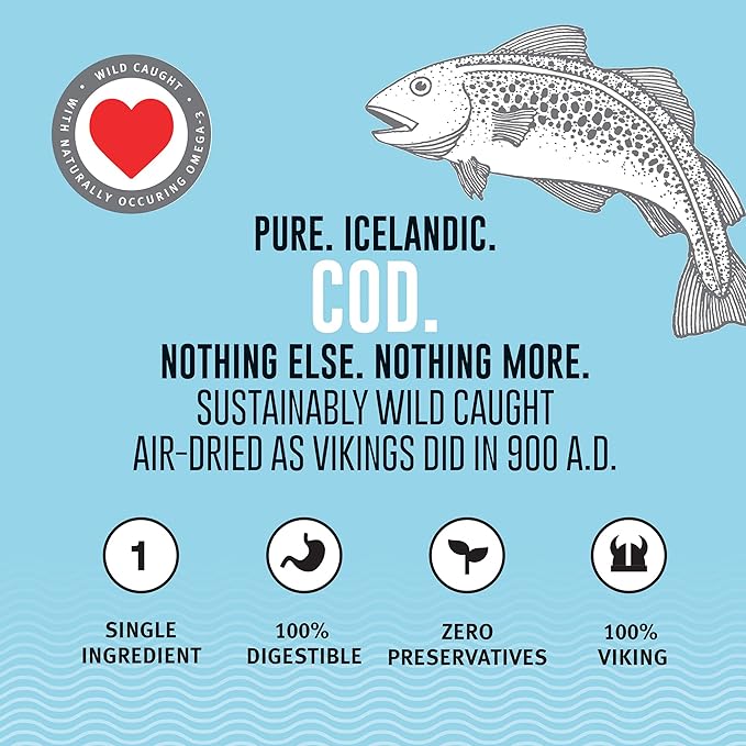 Icelandic+ Fish Chips: Cod - 2.5oz Bag,Dog Treats,Pure Wild-Caught & Air-Dried,Ingredient Crunchy Pet Snacks,Just The Fish Nothing Else,(Pack of 2)