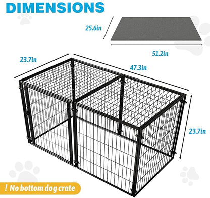 XPIY Large Dog Crate – 47 Inch Metal Kennel for Medium and Small Dogs, Safe Indoor & Outdoor XL Big Puppy Cage, Pet Playpen Yard, Dog Fence Playpen Easy Assembly (Black, 47 Inch)