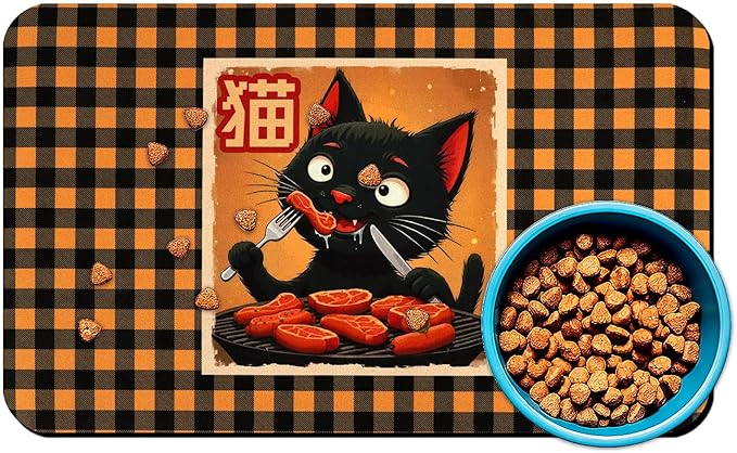 Dog Food Mats for Floors Waterproof Mat for Cat Food and Water Bowls - Absorbent Quick Dry Non Slip Mat for Pet Feeding