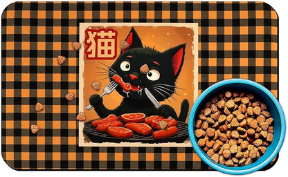 Dog Food Mats for Floors Waterproof Mat for Cat Food and Water Bowls - Absorbent Quick Dry Non Slip Mat for Pet Feeding