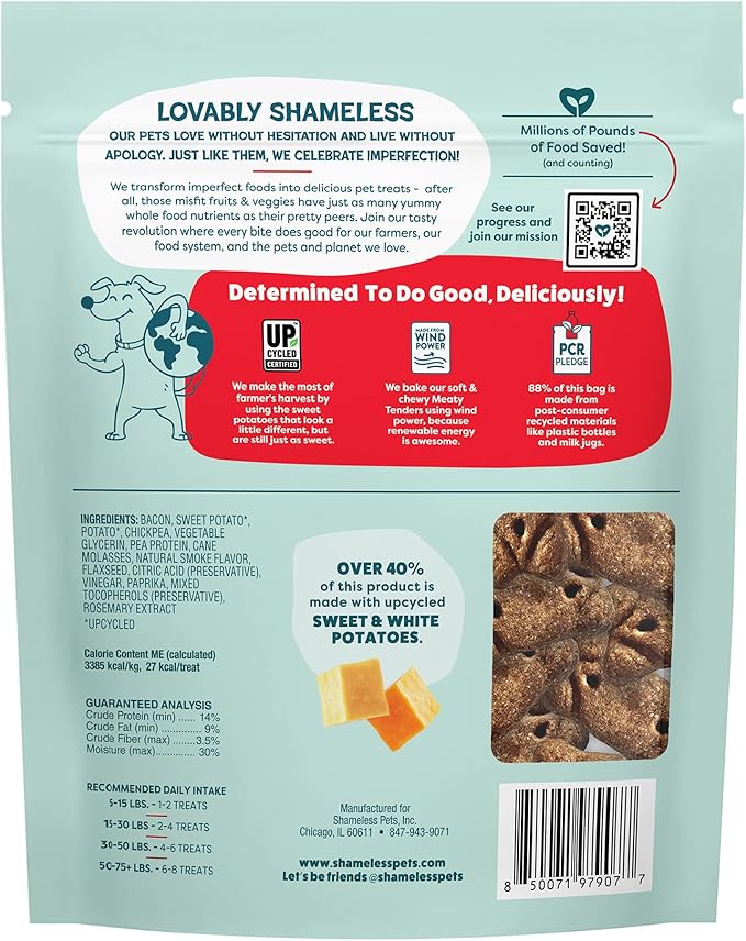 Shameless Pets Soft & Chewy Dog Treats, Bacon Me Crazy Meaty Tenders, 1.5lb – Real Bacon is 1st Ingredient – Grain Free, No Corn or Soy – Digestive Support – for Small, Medium & Large Dogs
