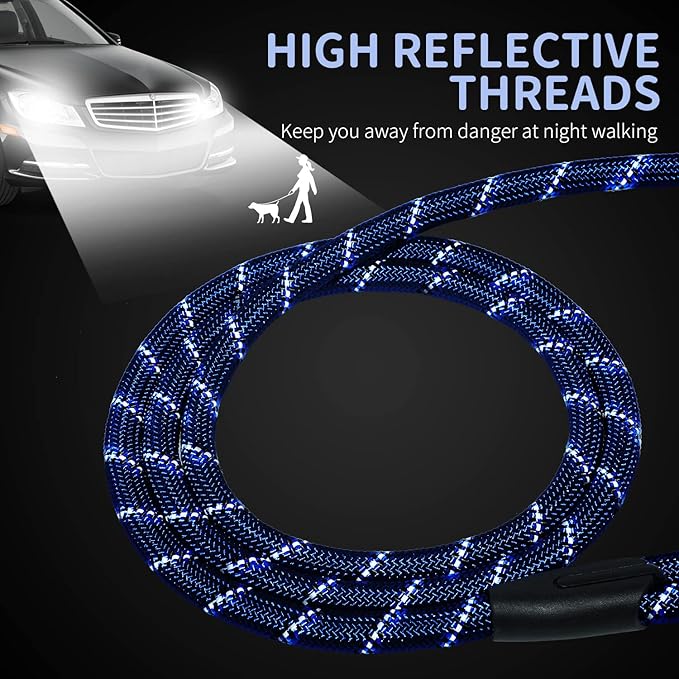 Long Dog Leash for Training 15Ft-Reflective Nylon Rope with Swivel Hook-Recall Agility Lead for Large Small Medium Dogs Outside Walking Hiking-Royal Blue