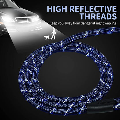 Long Dog Leash for Training 50Ft-Reflective Nylon Rope with Swivel Hook-Recall Agility Lead for Large Small Medium Dogs Outside Walking Hiking-Royal Blue Diam 1/2"