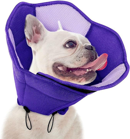 SUNFURA Dog Cone - Soft Cone for Dogs to Stop Licking, Pet E-Collar Alternative After Surgery, Adjustable Pet Recovery Collar for Wound Healing, Purple Small