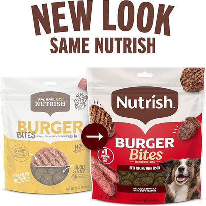 Nutrish Burger Bites Beef Recipe with Bison Premium Dog Treats, 12 oz. Pouch (Rachael Ray)