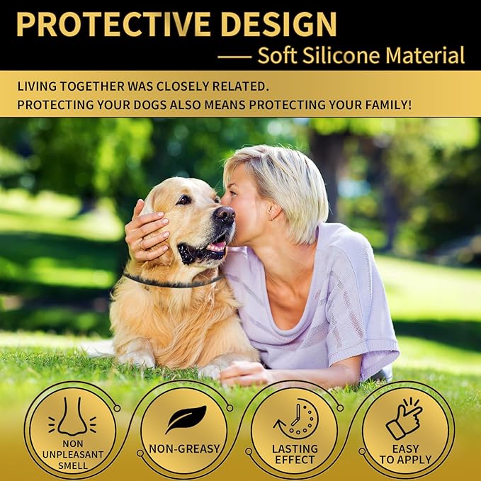 Flea Collar for Dogs 4 Pack, 32 Months Comfort Flea and Tick Prevention, Waterproof Dog Flea and Tick Collar, Adjustable Flea and Tick Treatment for Dogs - One Sizes Fit All (Black)