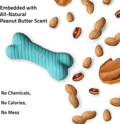 Playology Dog Toys | Dual Layer Bone Durable Chew Toy Bone for Dogs (Value 2-Pack) | Medium Peanut Butter Scented Toy - Easy to Clean and Made from Non Toxic Materials