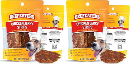 Beefeaters Chicken Jerky Strips for Dogs, 9 oz – Dog Treat. 100% Real Chicken Breast, Grain-Free, No Additives, Perfect for Training & Healthy Growth, Allergy-Friendly (Pack of 2)