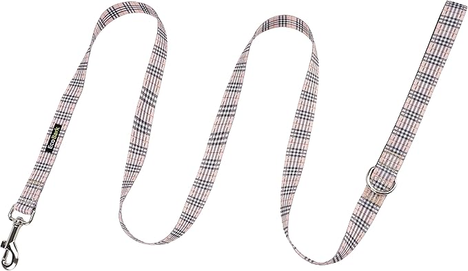 EcoBark Dog Leash - Soft & Reflective Comfort Leash with Padded Handle - Strong Durable Heavy Duty - Training and Pulling for Small, Medium or Large Dogs (Tan Plaid)