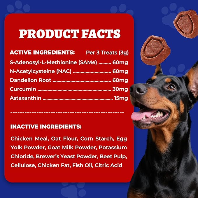 Wellix 260 Bites Liver Support for Dogs - Milk Thistle for Dog Liver Supplements with Omega-3 - Supports Heart & Antioxidant for Large,Small Breed Fogs -Chicken Flavor