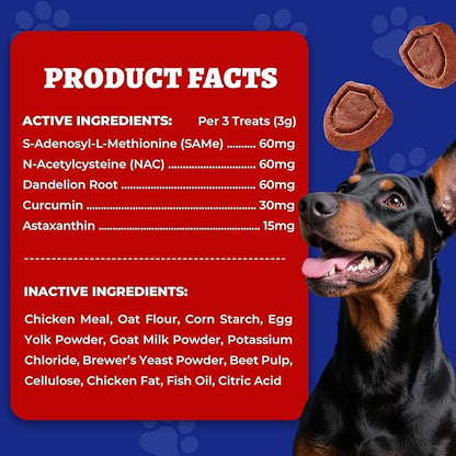 Wellix 260 Bites Liver Support for Dogs - Milk Thistle for Dog Liver Supplements with Omega-3 - Supports Heart & Antioxidant for Large,Small Breed Fogs -Chicken Flavor
