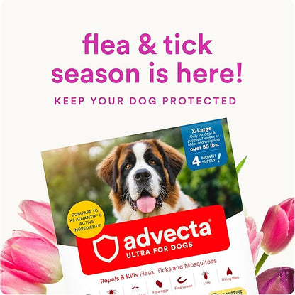 Advecta Ultra Flea and Tick Prevention for Dogs - Extra Large Dog Flea and Tick Treatment & Control - Mosquito Repellent - Fast Acting Waterproof Topical Drops, 2 Month Supply