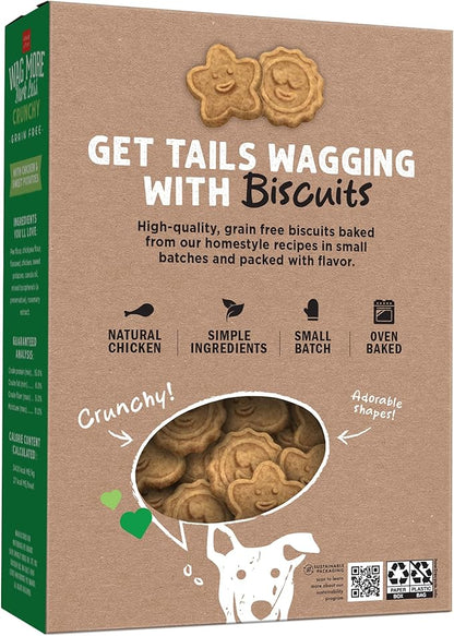Cloud Star Wag More Bark Less - Dog Treats - Crunchy Biscuits - Grain Free Chicken & Sweet Potato - 14 oz Box