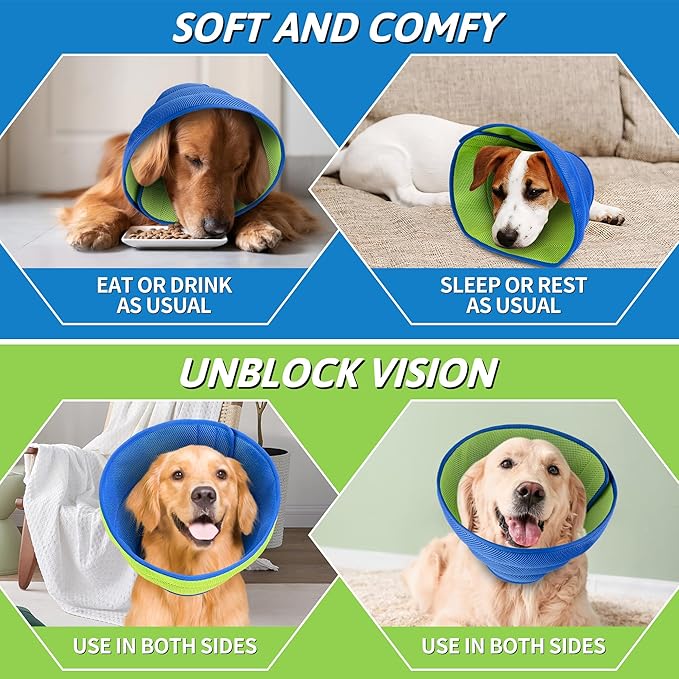 Soothing Recovery Cone for Dogs & Cats, Soft Anti-Lick Collar for Post-Surgery Protection, Comfortable Elizabethan Cone Alternative for Spay Neuter Recovery, Adjustable Design (M)