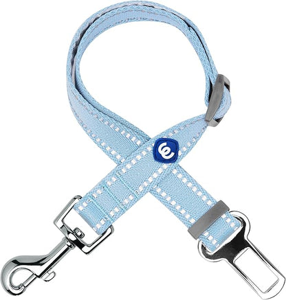 Blueberry Pet Essentials Pastel Color Reflective Dog Seat Belt Tether, Baby Blue, Durable Safety Car Vehicle Seatbelts Leads Use with Harness