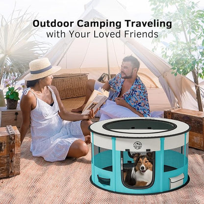 Playpen for Dogs, 44"*44"*24" Large Foldable Pet Play Pens Indoor Outdoor Exercise Pen with Carrying Case Food Bowl for Cat Puppy Rabbit