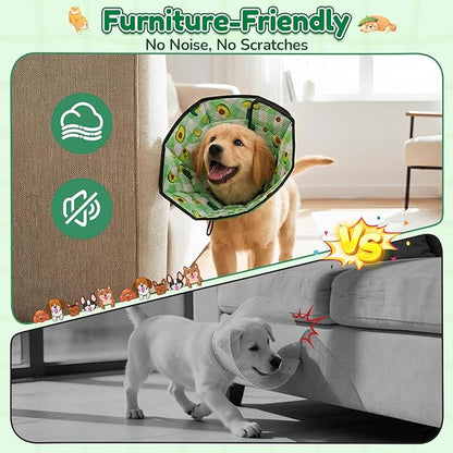 Soft Dog Cone Collar After Surgery: Foldable Long Comfortable Comfy Fabric Recovery Shame Elizabethan Stop Licking Small Medium Large Dogs (Green, XL)