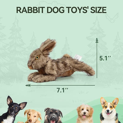 ALL FOR PAWS Squeaky Dog Toys, Dog Stuffed Animal Toys, Plush Toy for Small Medium Large Dogs, Puppy Chew Toy with Squeaker, Brown Rabbit-S