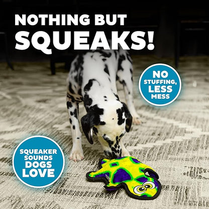 Outward Hound Durablez Medium Gecko Stuffing-Free Squeaky Plush Dog Toy for Puppies & Dogs - Interactive, Soft Yet Tough, No Mess, Jumbo Squeaker, Long-Lasting Play, 13.75 inch, Multicolor