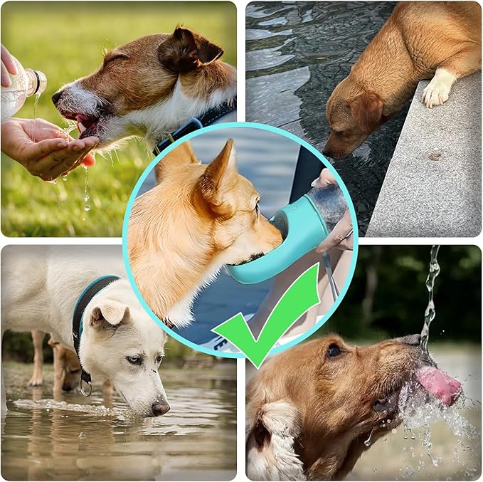 Kalimdor Dog Water Bottle,Leak Proof Portable Puppy Water Dispenser with Drinking Feeder, Dog Walking Accessories for Pets Outdoor Walking, Hiking, Travel, Food Grade Plastic