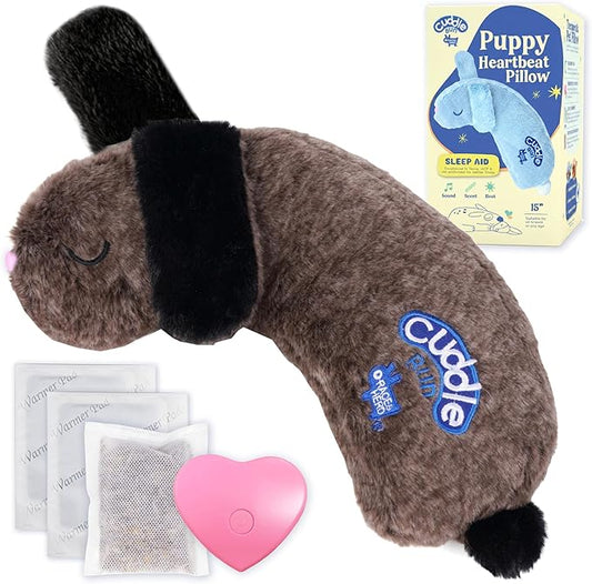 Race&Herd CuddleBun Heartbeat Puppy Toy Sleep Aid - Heartbeat Dog Toy, Dog Heartbeat Toy for Puppy Must Haves for Separation Pet Anxiety Relief Puppy Calming Aid, Dog Toys Behavioral Training (Cocoa)