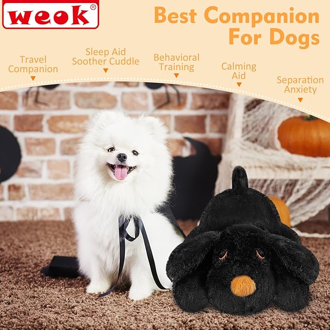 WEOK Puppy Heartbeat Toy for Separation Anxiety Relief, Heartbeat Stuffed Animal Anxiety Calming Behavioral Aid Plush Toy for Dogs Cats Pets