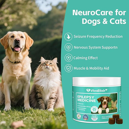 Calming Chews for Dogs | Seizure Medicine for Dog | Natural Herbal Formula Calms The Nervous System | Ashwagandha, Milk Thistle, Turmeric | Calming for Dogs Anxiety - 120 Chews