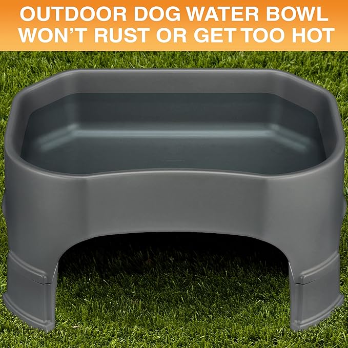 Neater Pet Brands Extra Large Water Bowl for Dogs, Elevated Outdoor Dog Water Bowl (2.25 Gallon XL Capacity), Big Trough Style Food Dish for Indoors or Outside, No Spill Large Dog Bowls, Gunmetal Grey