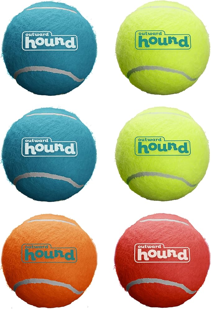 Outward Hound Squeaker Ballz – Squeaky Tennis Balls for Dogs Under 50 lbs, Interactive Dog Toy for Fetch & Training, Medium (2.5"), 6‑Pack