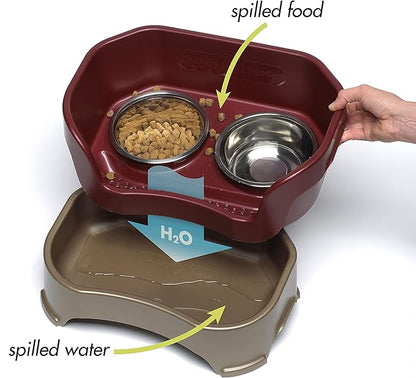 Neater Feeder Deluxe Mess-Proof Elevated Dog Bowls for Medium Dogs (19–40 lbs), 2 Height Adjustable (10” & 12.5”) No-Spill Raised Dog Bowl Stand, Stainless Steel Food Bowl Set, Made in USA, Cranberry