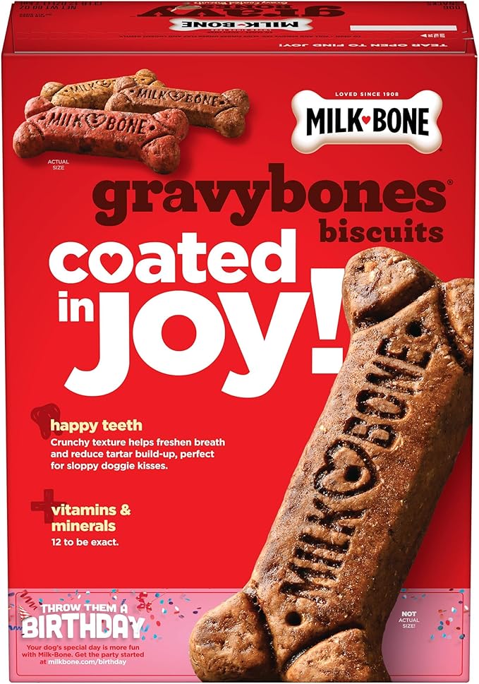 Milk-Bone Gravy Bones Dog Treats with Savory Meat Flavors, 60 Ounce (Pack of 3)