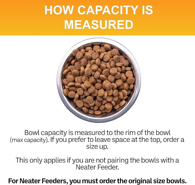 Neater Pet Brands 1 Cup (8 oz.) Shallow Stainless Steel Cat Bowls, Set of 2 Neater Feeder Replacement Bowls (Express & Deluxe), Metal Cat Dishes for Food and Water, Whisker Friendly, Dishwasher Safe