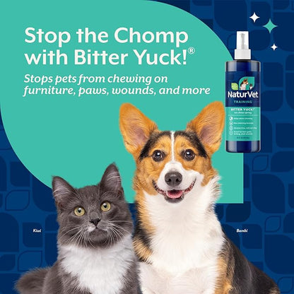 NaturVet Bitter Yuck! No Chew Spray for Dogs, Cats, and Horses Pet Training Spray, Liquid, Made in The USA, 16 Ounce