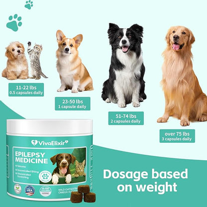 Calming Chews for Dogs | Seizure Medicine for Dog | Natural Herbal Formula Calms The Nervous System | Ashwagandha, Milk Thistle, Turmeric | Calming for Dogs Anxiety - 120 Chews