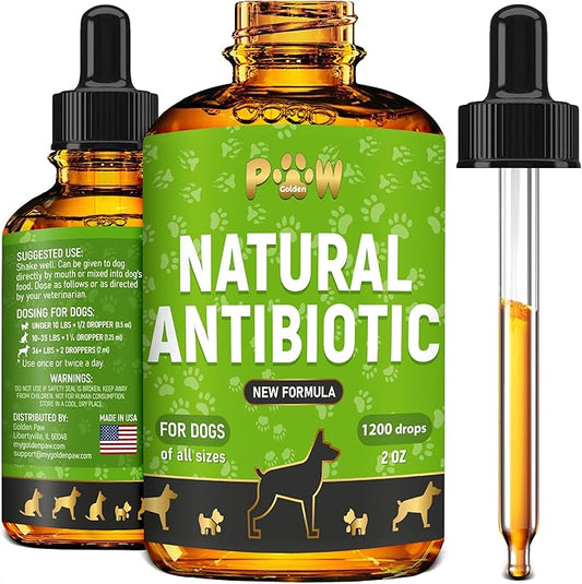 Dog Antibiotics for Infections, Cough, & Teeth Moments | Natural Antibiotics for Dogs with UTIs | Dog Allergy Relief & Canine Breath Treatment in 1 Bottle | Organic | 2 Oz