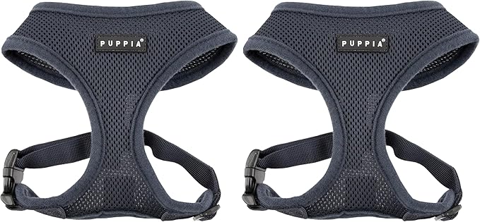 Authentic Puppia Soft Harness, Grey, X-Small (Pack of 2)