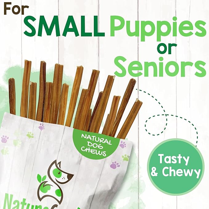 Nature Gnaws Extra Thin Bully Sticks for Small Dogs 5-6" (10 Count) - Long Lasting for Light Chewers and Puppies - Natural Beef Dog Chew Bones