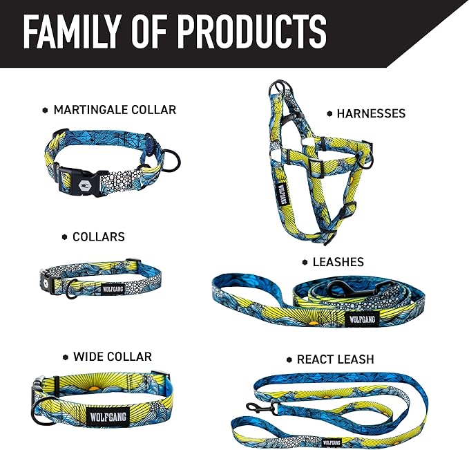Wolfgang Heavy Duty Adjustable Dog Harness, Pull-Tested to Over 800 lbs for Walking & Training, DawnPatrol Print, Medium