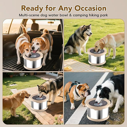 UPSKY Dog Water Bowl No Spill 8L Stainless Steel, 2.1 Gallon Large Capacity Spill-Proof Dog Bowls, Non-Slip Slow Drinking Anti-Splash Bowl for Large Messy Drinkers, No Mess Indoor/Outdoor Use, Beige